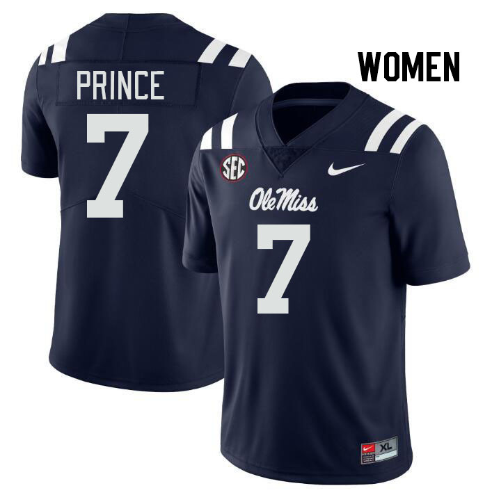 Women #7 Deantre Prince Ole Miss Rebels College Football Jerseys Stitched Sale-Navy